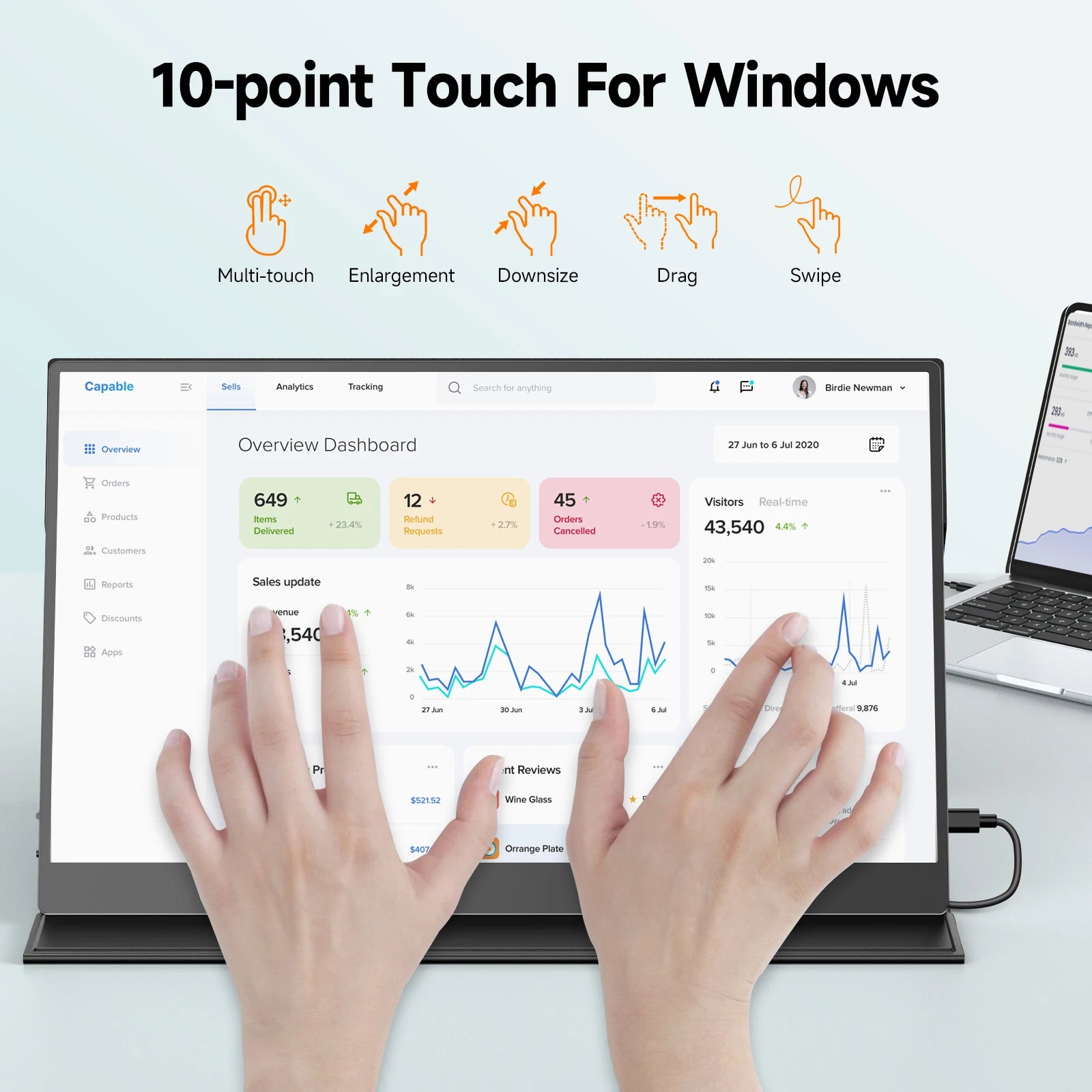 UPERFECT 15.6" Touch Screen Portable Monitor 1080P FHD IPS Gaming Display USB-C with Speakers Mini HDMI for PS5 PS4 Xbox Series