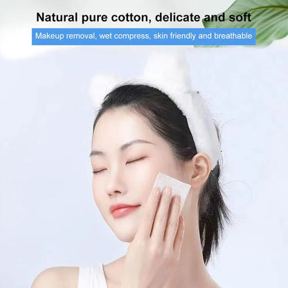 Set of 450-600 disposable facial cotton pads by Blushimmer, soft makeup remover puffs for gentle face cleansing.
