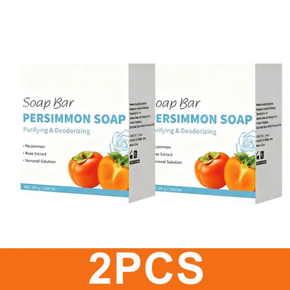 Persimmon Soap Bar Japanese Persimmon & Green Tea Extract For Men and Women Gentle on All Skin Types Deodorizing Soap Rose Scent