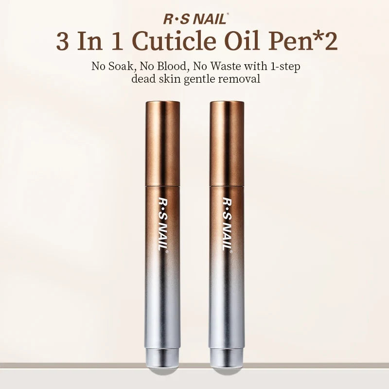 RSNAIL 3-in-1 Cuticle Oil Pen with Ceramic Nail Pusher for Hangnails Dry & Damaged Nails -Nail Care Pen for Repair & Nourishment