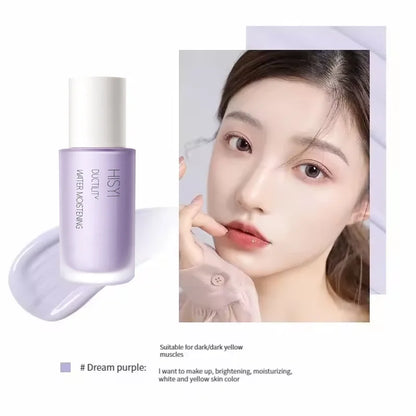 Blushimmer three-color facial primer with moisturizing and brightening properties, designed to correct skin tone and conceal imperfections.