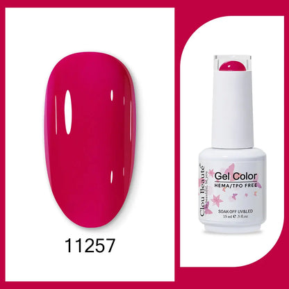 Blushimmer Clou Beaute 15ml neon gel nail polish base and top coat with velvet finish in black, white, red, green, and other vibrant colors