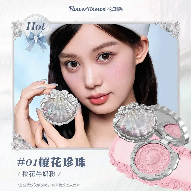 Blushimmer Flower Knows Strawberry Rococo series embossed blush powder with smooth, long-lasting face makeup and rosy color.