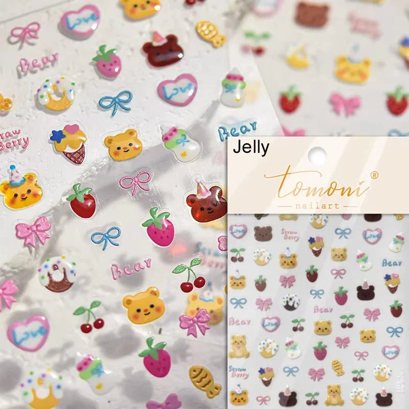Brown Japanese Kawaii Bear nail art sticker by Blushimmer, self-adhesive cartoon animal decal for DIY nail decoration.