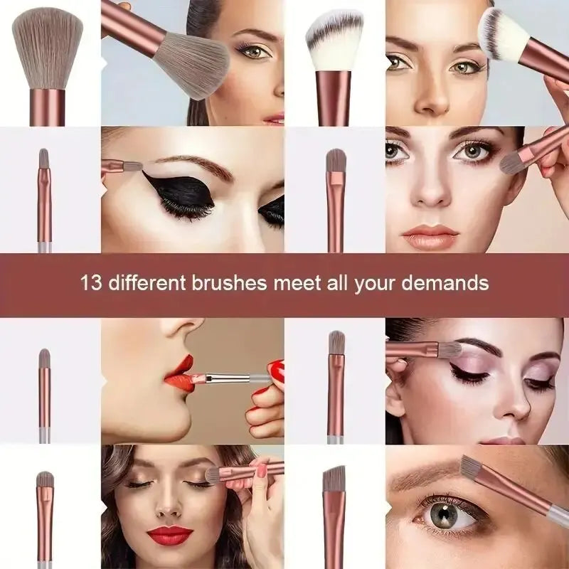 Blushimmer makeup brush set with soft, fluffy brushes for foundation, powder, eyeshadow, and blending in a professional cosmetic kit.