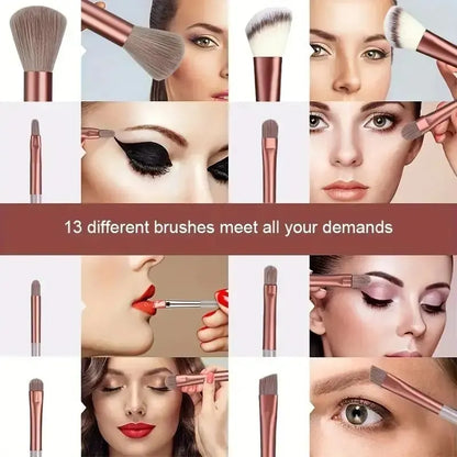 Blushimmer makeup brush set with soft, fluffy brushes for foundation, powder, eyeshadow, and blending in a professional cosmetic kit.