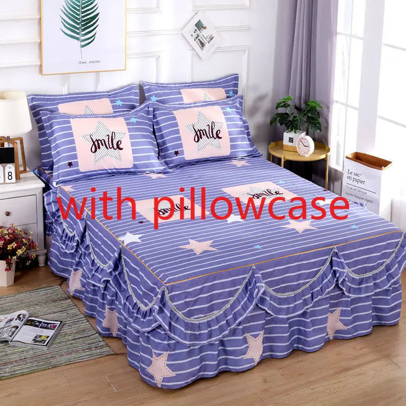 Bed Sheet 3pcs with Pillowcase Household Fashion Washable Skin-friendly Soft Bedding Luxury Bedroom Students Adults Bedspread