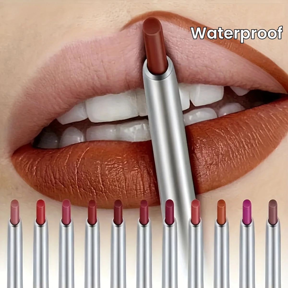 Blushimmer waterproof matte red lipliner pencil for long-lasting, moisturizing lip contour and lipstick application.