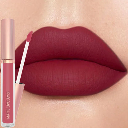 Blushimmer 12-color creamy matte lip gloss set with moisturizing, long-lasting nude, berry, and rose shades for plump, non-drying lips