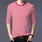 Long-sleeved striped men's and women's T-shirt by LIBRECLANS, casual and fashionable large-sized tops in harajuku style.