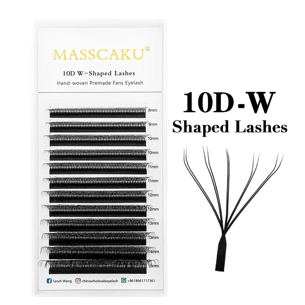 Masscaku 12Lines Premium Mink 3D-6D false eyelash extensions by Blushimmer, soft, natural individual lash extensions on a white background.