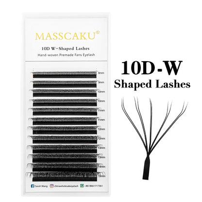 Masscaku 12Lines Premium Mink 3D-6D false eyelash extensions by Blushimmer, soft, natural individual lash extensions on a white background.