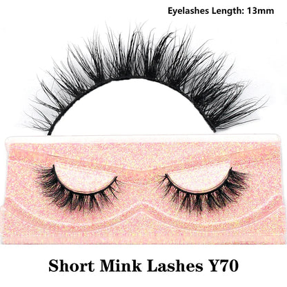 Blushimmer 3D Mink Fluffy Half False Eyelashes with clear band, natural soft lightweight short strip lash, reusable eye extension