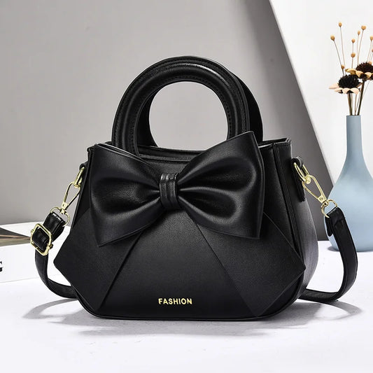 Elegant Korean Style Butterfly Knot Women's Bags Soft PU Leather Shoulder Bag for Women Fashionable Trendy Small Handbag women