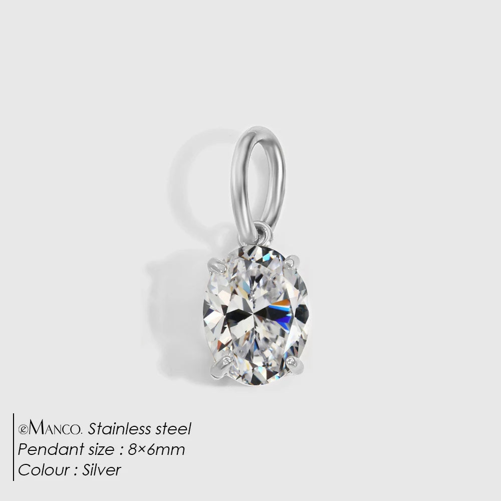 eManco 4 /6/8/10MM Stainless Steel Zircon Geometric Shape Charms Pendants Jewelry Making Supplies Diy Findings Accessories