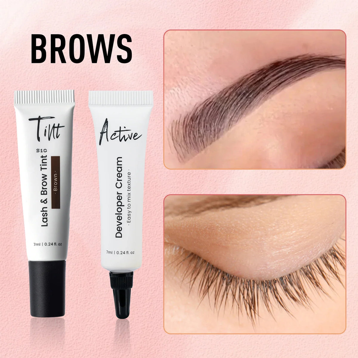 Blushimmer Gollee Classic black lash and brow tinting set with easy dye tools and waterproof eyelash tint kit on a white background.