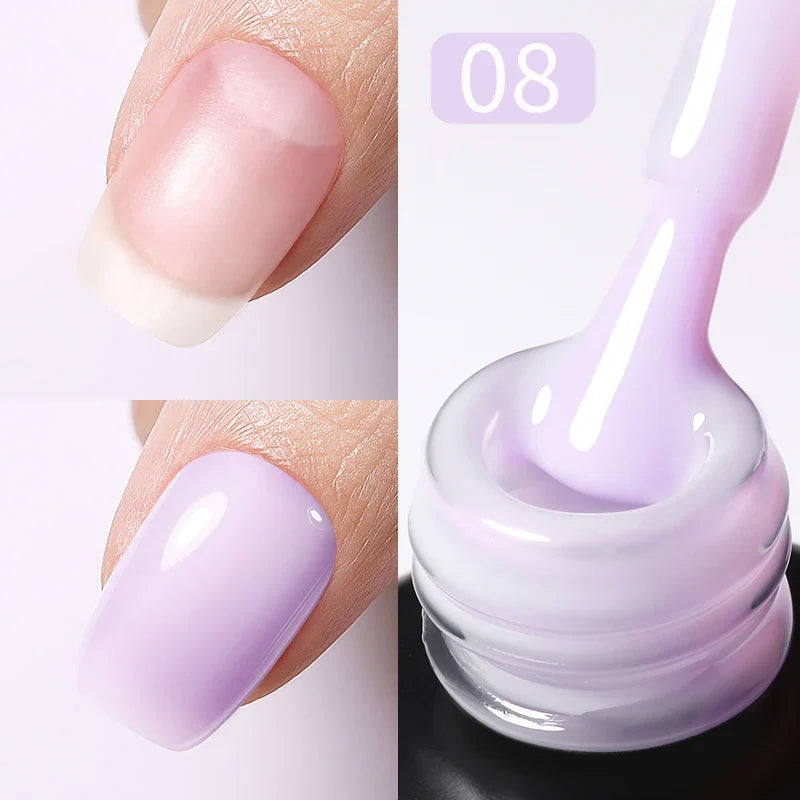 Blushimmer Born Pretty 15ml Jelly Nude Rubber Base Gel in natural milky white, semi-permanent UV LED soak-off gel varnish.