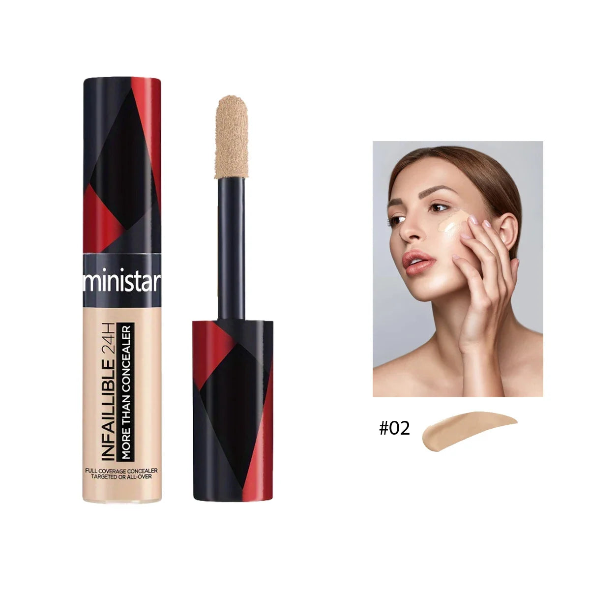 Blushimmer waterproof full coverage concealer in a sleek tube, designed for sweat-proof, stain-resistant skin makeup.