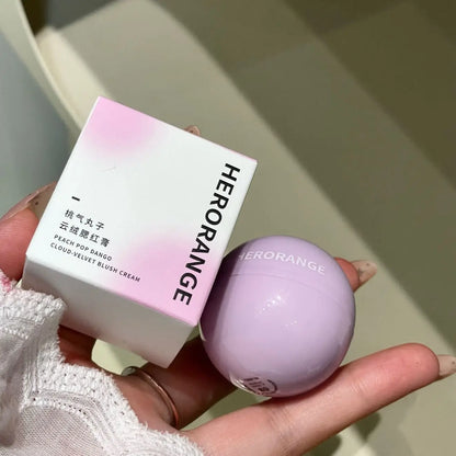 Blushimmer Herorange Peach Ball Cloud Velvet Blush Cream with fine powder texture, dewy finish, natural three-dimensional glow, suitable for autumn.