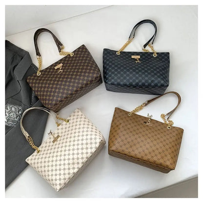 Women luxury tote bag from Electronic-CCC Store with large capacity, printed design, shoulder strap, trendy shopping purse, handbag.