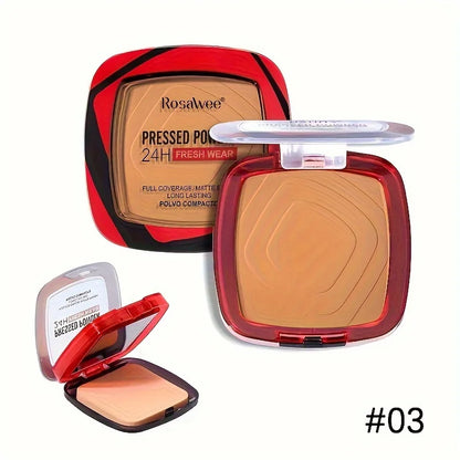 Blushimmer matte full coverage pressed powder foundation with puff, providing 24-hour fresh, weightless matte finish makeup.