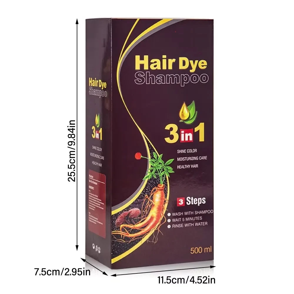 30ml/500ml 3-in-1 Quick Hair Dye Shampoo Natural Black Herbal Hair Dye Moisturizes Mild Hair Dye Conditioner Hair Care Products