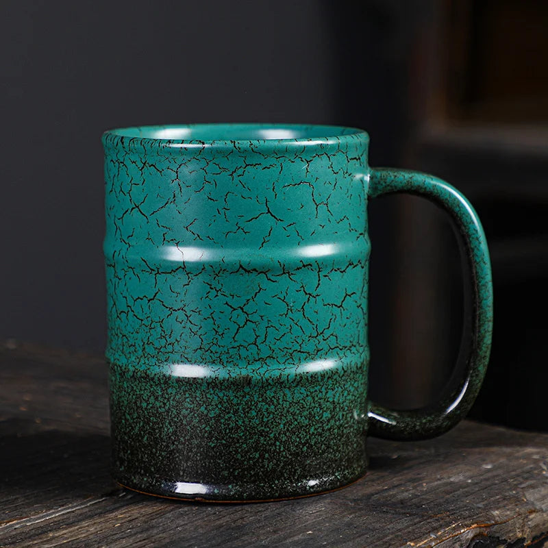 600ml Oil Barrel Cup Large - capacity Ceramic Coffee Mug Household Latte Espresso Latte Mug Stoneware Teacup Water Cup Drinkware