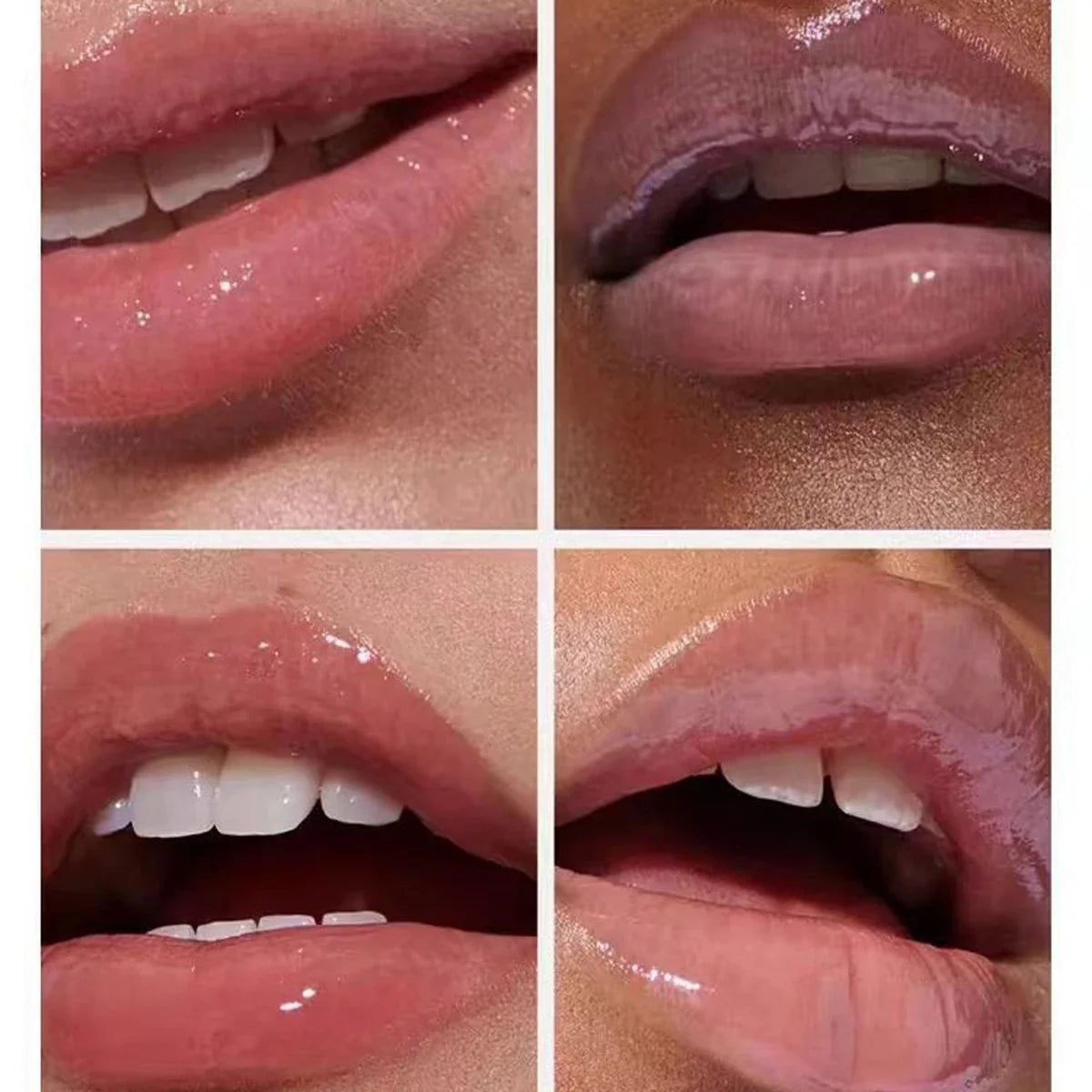 Blushimmer soft tube lip gloss with nude brown shade, moisturizing and plumping transparent lip oil for glossy, beautiful lips.