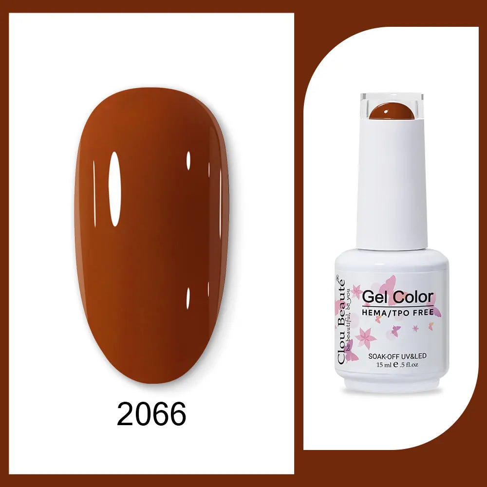 Blushimmer Clou Beaute 15ml neon red, black, white, and green gel nail polish with velvet top coat and colorful semi-permanent varnish