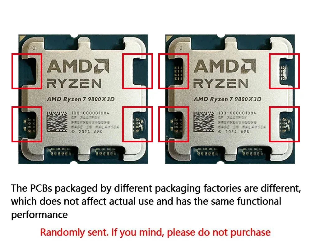 AMD Ryzen 7 9800X3D 4.7GHz Processor 120W L3=96M 8-Core 16-Thread NEW Socket AM5 4NM DDR5 R7 9800X3D but No Fan