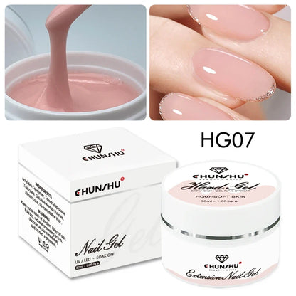 Blushimmer 30ML milky white hard gel for nail extension, self-leveling builder and reinforcement gel for camouflage manicures