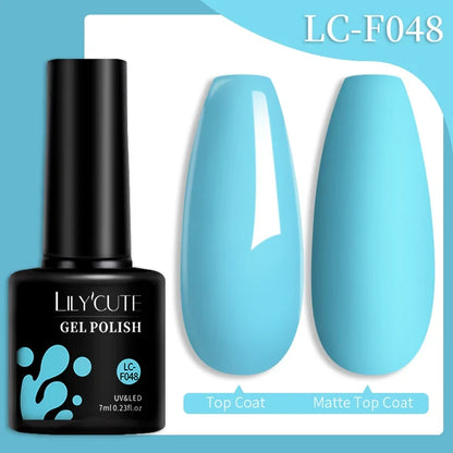 Blushimmer LILYCUTE 7ML colorful gel nail polish bottles in various shades for long-lasting manicures and nail art.