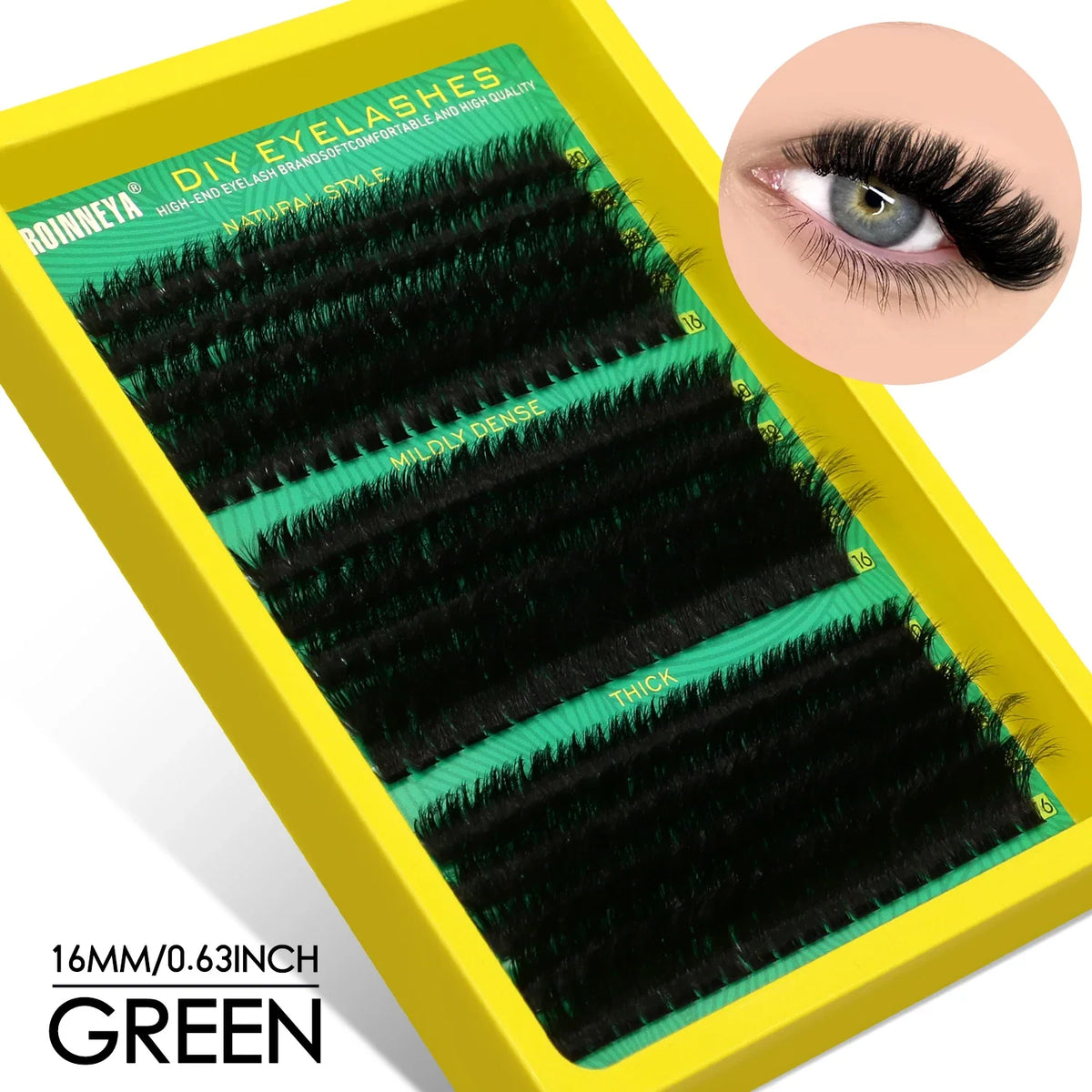 Blushimmer GROINNEYA fluffy thick DIY eyelash clusters with D/DD curl, wispy style, suitable for eyelash extensions and false lashes.