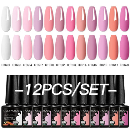 Blushimmer 12-piece all-season multicolor gel nail polish set with long-lasting UV and LED nail supplies for women.