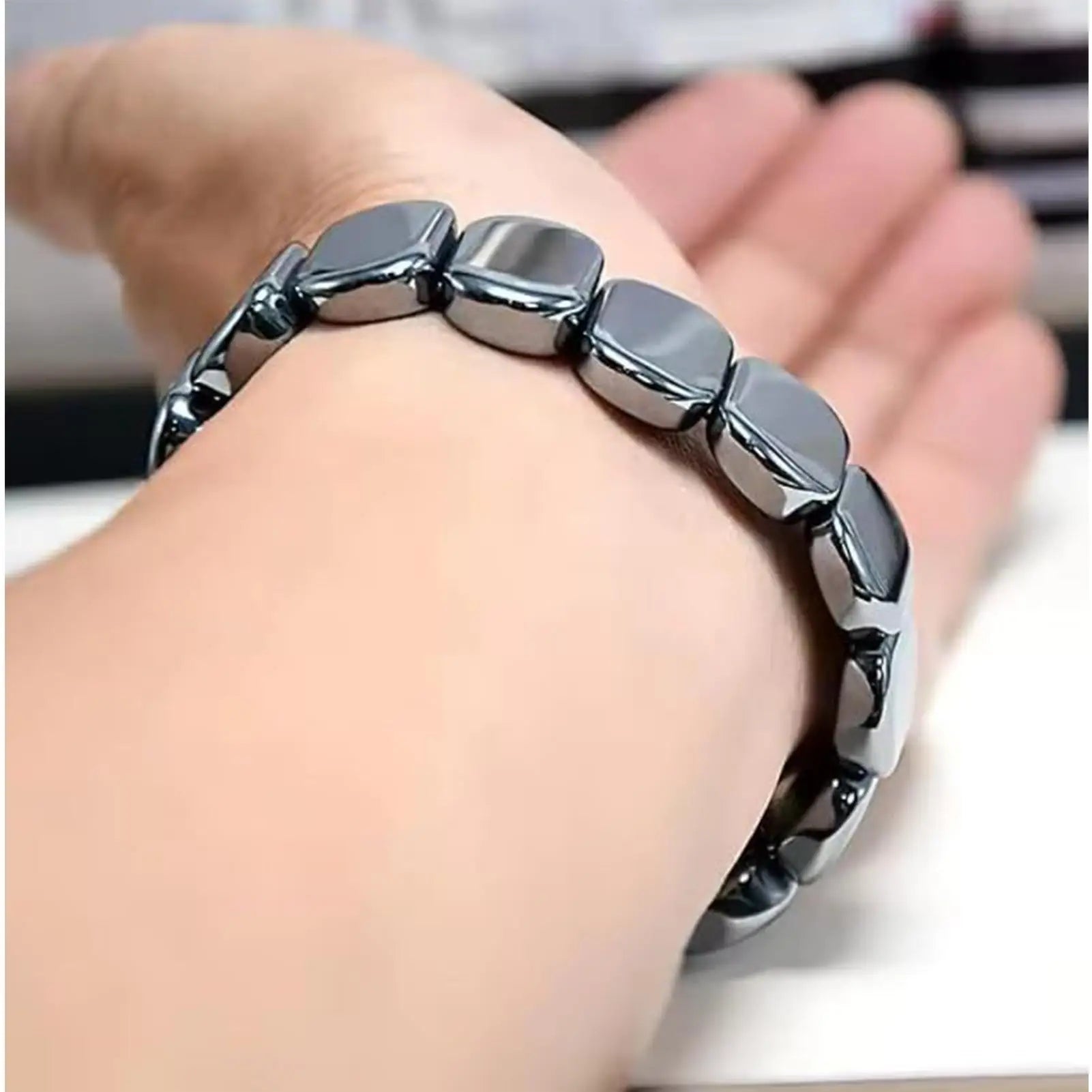 New Hematite Bracelet Masculine Bracelet with Natural Hematite Masculine Jewellery Wrist Decor Everyday Wear for Father Husband