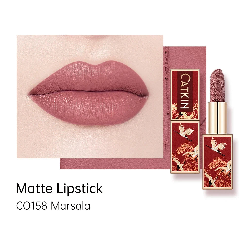 Blushimmer CATKIN Makeup Velvet Matte Lipstick in 3.6g, featuring hydrating satin finish and smooth, creamy texture.