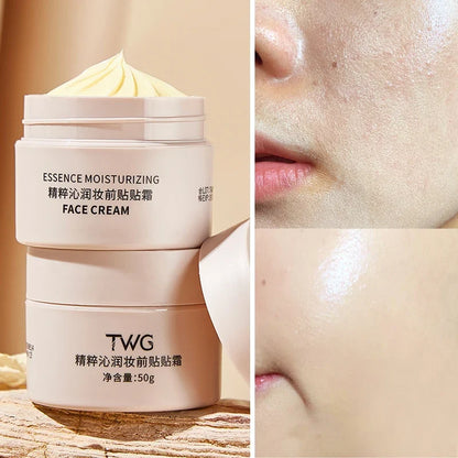 Blushimmer moisturizing foundation cream applied before makeup, creating a natural, lasting, dewy finish for smooth skin.