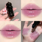 Blushimmer Crystal Strawberry Lip Balm stick with hydrating formula, featuring a color-changing lip care key chain and lipstick design.