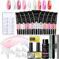 Limegirl 15ml extension nail gel set with 6W LED lamp, nail molds, and tools for quick full manicure and finger extensions.