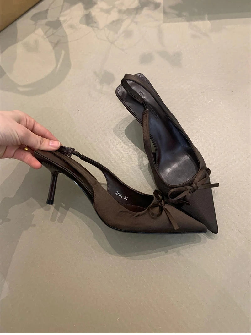 Summer Slip On High Heel Women Sandals Fashion Butterfly-knot Singbacks Pumps Stripper Party Female Sandalias