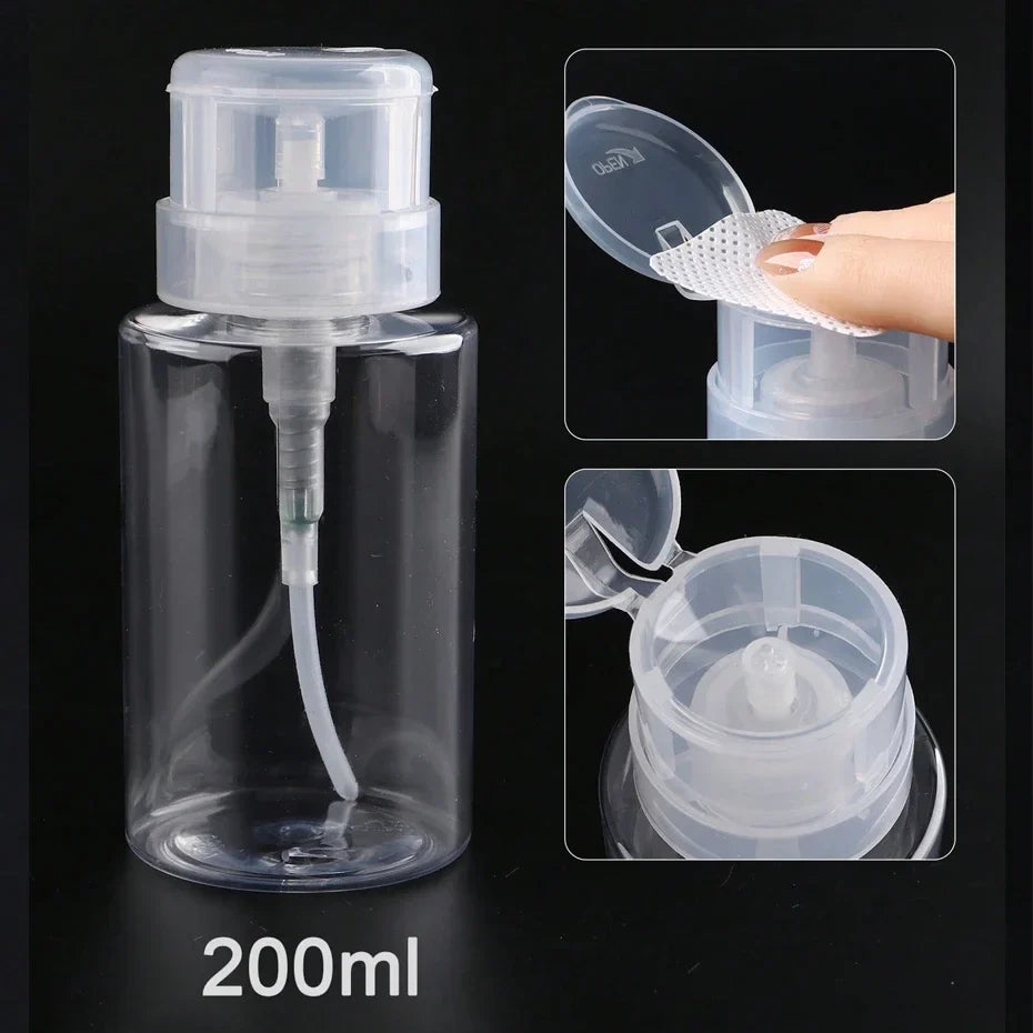 Refillable 100ml Blushimmer nail polish remover bottles with pump dispenser, ideal for nail art, manicure, and makeup applications.