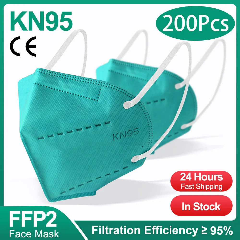 10-200pcs ffp2mask Black kn95 mascarillas negra Adults 5 Layers fpp2 approved kn95 CE Respirator Face Mask ffp2reutilizable ffp3