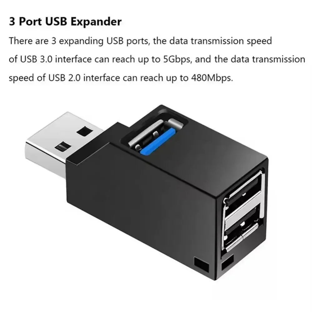 USB 3.0 2.0 Rotatable 3 Ports Hub Splitter,High Speed Data Transfer Multiple Expander for PC Computer Laptop MacBook Accessories