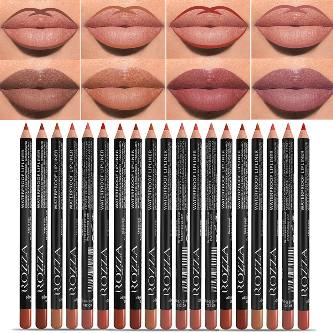 Blushimmer nude matte lipstick pencil with 14 color options, long-lasting waterproof lip liner, high pigmentation, and precise application.