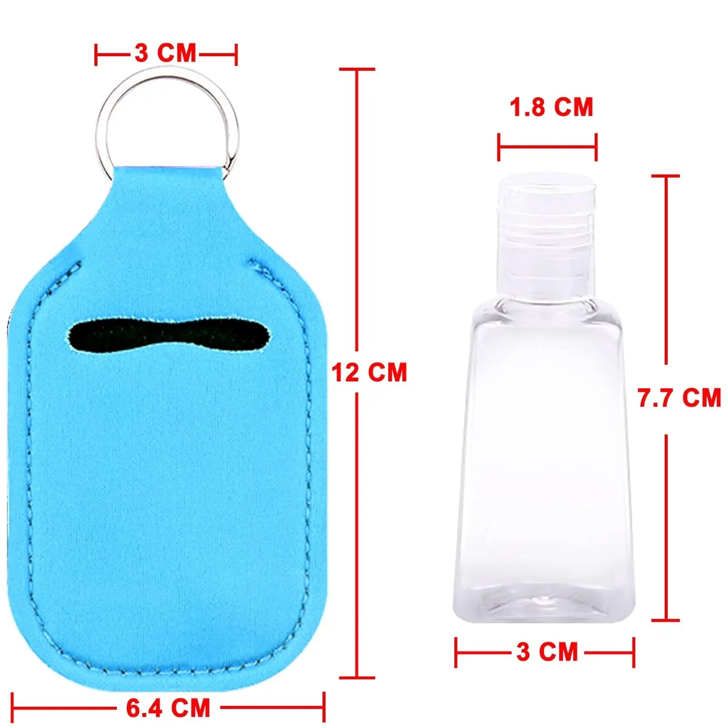 60pcs Hand Sanitizer Keychain Holders Empty Travel Bottles Set Reusable Clear Bottles& Hand Sanitizer Holder for Backpack Purse