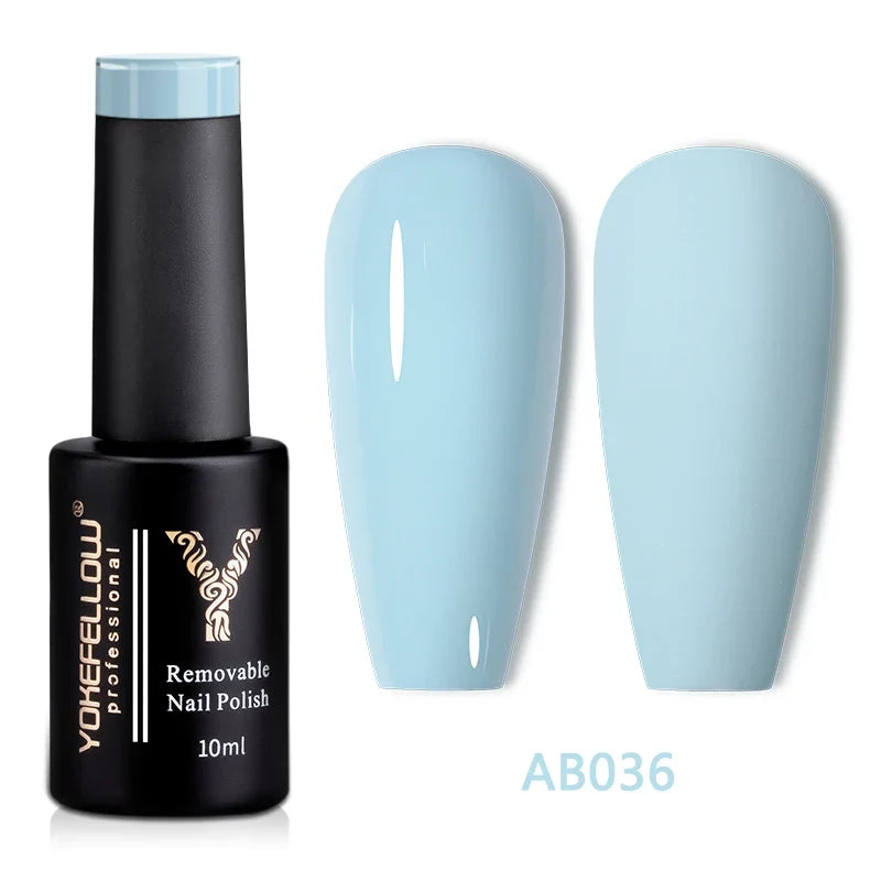 Blushimmer YOKEFELLOW 10ml translucent pink gel nail polish with a glossy finish, ideal for long-lasting, soak-off UV gel nails.