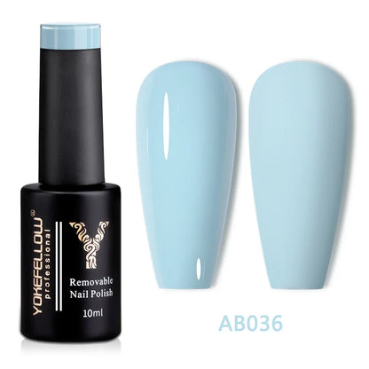 Blushimmer YOKEFELLOW 10ml translucent pink gel nail polish with a glossy finish, ideal for long-lasting, soak-off UV gel nails.