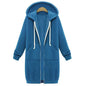 2024 Women's Autumn Winter ThickenHoodies Parkas Loose Hooded Jackets Zipper Pocket Maxi Size Sweatshirt Sports Dresses Outwear