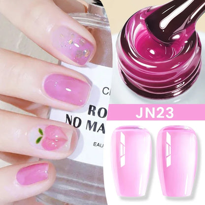 Blushimmer Born Pretty Jelly Nude Gel Nail Polish in light pink peach, 10ml translucent UV curing gel for DIY nail art at home