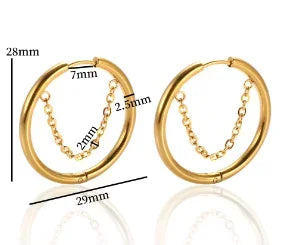 Luxury Shiny Zircon Hoop Earrings for Women Trendy Golden Stainless Steel Wed Ear Geometric Circle Earring Jewelry Pendientes